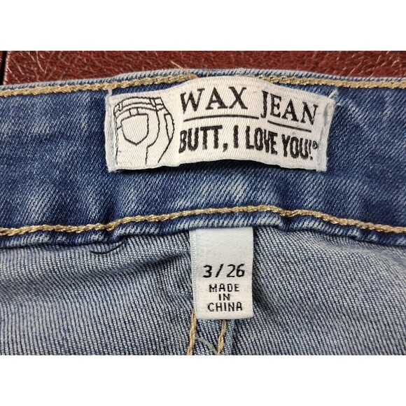 WAX JEANS "BUTT I LOVE YOU" 3/26 BLUE WOMENS JEANS DARK BLUE LIGHT WASH - Picture 4 of 15